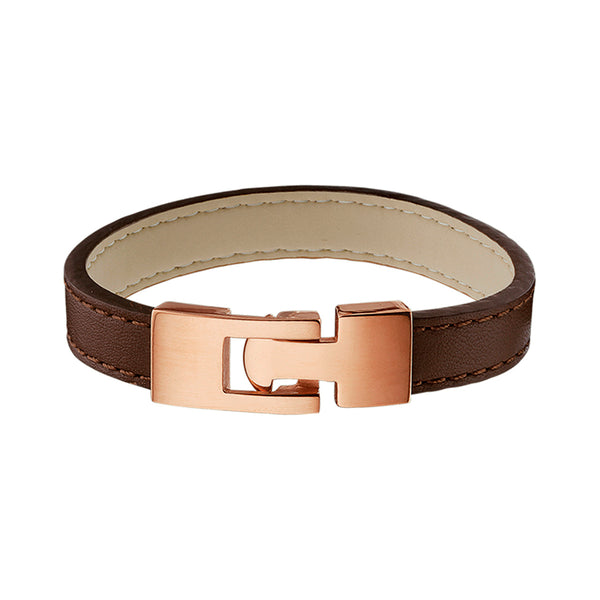 Damesarmband 10mm van Edelstaal en Leer - Lengte 18.5cm