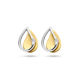 Oorknoppen met Diamant 0.03ct (2x 0.015ct) van 14 Karaat Geel-en Witgoud - Formaat 7x10mm