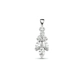 Bloem/bladvormige Hanger van Gerhodineerd Zilver met Zirkonia - Formaat 7.5x24mm
