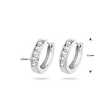 Klapoorringen van Gerhodineerd Zilver met Zirkonia - Diameter 11mm en Breedte 2.5mm