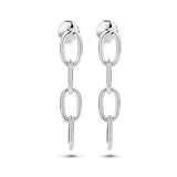 Oorhangers van Gerhodineerd Zilver Schakelmotief Paperclip Ronde Buis - Hoogte 22mm