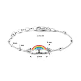 Kinderarmband van Gerhodineerd Zilver met Regenbooghanger - Lengte 11+2cm