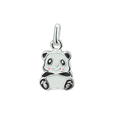 Hanger Panda 10.3 x 15.2 mm met emaille, van 925 Zilver