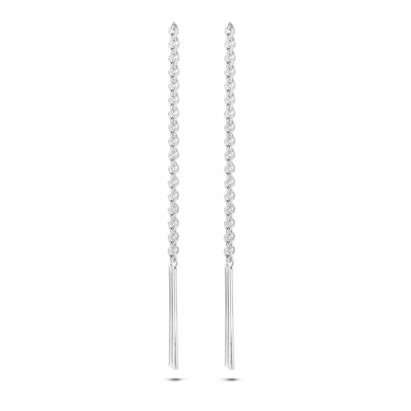 Doortrekoorbellen met Balkje van Gerhodineerd Zilver - Hoogte 100mm
