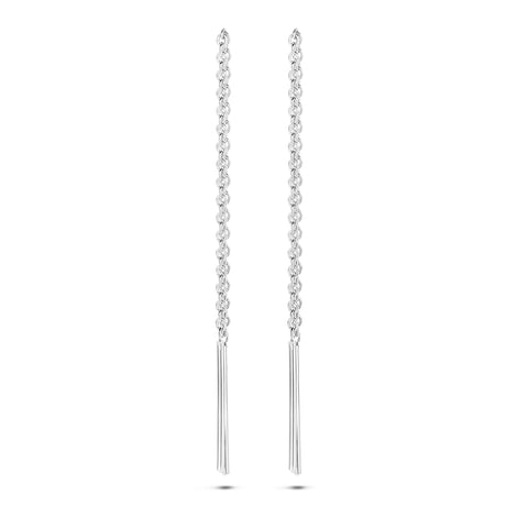 Doortrekoorbellen met Balkje van Gerhodineerd Zilver - Hoogte 100mm