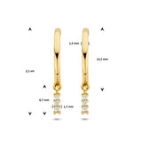 Stekeroorringen met Diamant 0.05ct (2x0.025ct) 14 Karaat Geelgoud - Hoogte 21mm