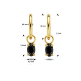 14 Karaat Geelgouden Klapoorringen met Zwart Zirkonia - Diameter 10mm Dikte 1.4mm