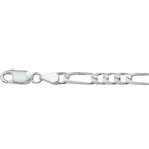 Herenarmband van 925 Zilver, Figaro schakel 5mm - Lengte 21cm