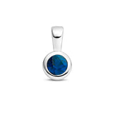 Hanger met Geboortesteen September | Saffier met Gerhodineerd Zilver - Formaat 5.5 x 11mm