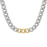 Damescollier van 14 Karaat Geelgoud met 925 Zilver, Bicolor Gourmet schakel 8.5mm - Lengte 45cm