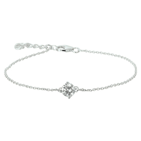Armband Zirkonia 16,5 + 2,5 Cm Zilver Gerhodineerd