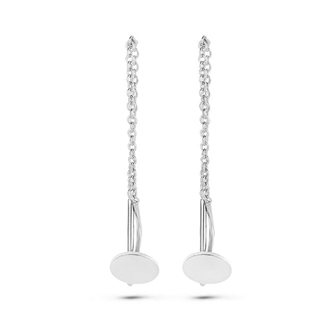 Doortrekoorbellen met Rondje van Gerhodineerd Zilver - Hoogte 60mm