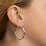 Oorringen van 925 Zilver met Vierkante Buis 3mm - Diameter 36mm
