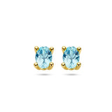 Oorknoppen Blauw Topaas 1.00ct (2x 0.5ct) 14 Karaat Geelgoud - Formaat 4 x 6 mm