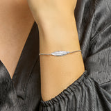 Damesarmband 1.5mm van Gerhodineerd Zilver, Veer als element - Lengte 16.5+2.5cm