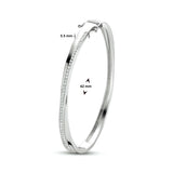 Damesarmband, Bangle van Gerhodineerd Zilver met Zirkonia - Formaat 5.5x62mm