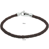 Heren Armband 3.5mm van Edelstaal met Leer - Lengte 21cm