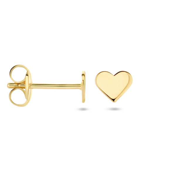 Oorknoppen Hartvorm van 14 Karaat Geelgoud - Formaat 4.5x3.5mm