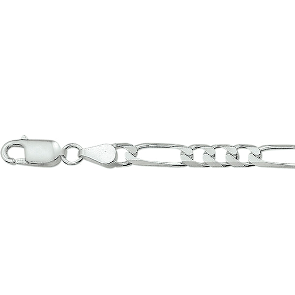 Herenarmband van 925 Zilver, Figaro schakel 5mm - Lengte 19cm