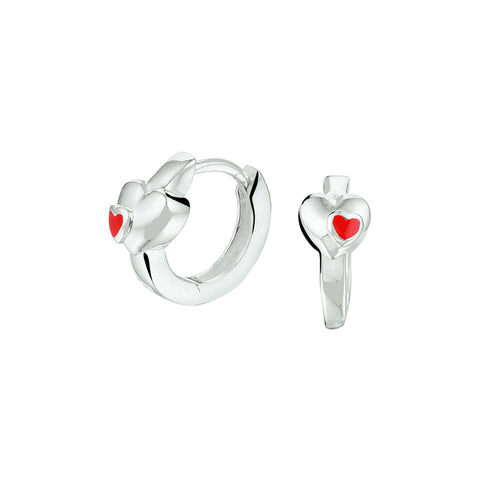 Kinderklapoorringen Hart met emaille van 925 Zilver - Diameter 10.5 mm
