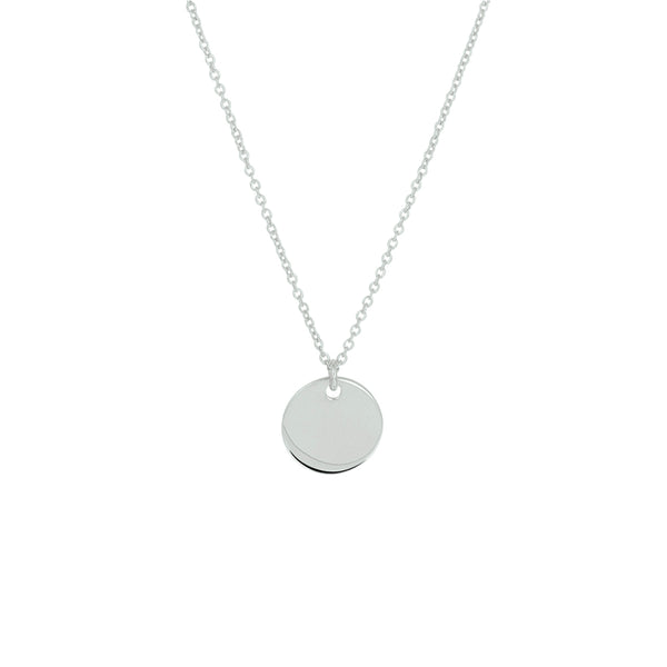Damescollier van Gerhodineerd Zilver, Ankerschakel 1.2mm met Ronde hanger 12mm - Lengte 40+4cm