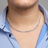 Zilveren collier lengte 50 cm - Gourmet 6 Zijdes Geslepen 6,0 mm - Zilver Wit