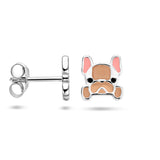 Gerhodineerd Zilveren kinderoorknoppen Hond met emaille - Formaat 6.8 x 10 mm