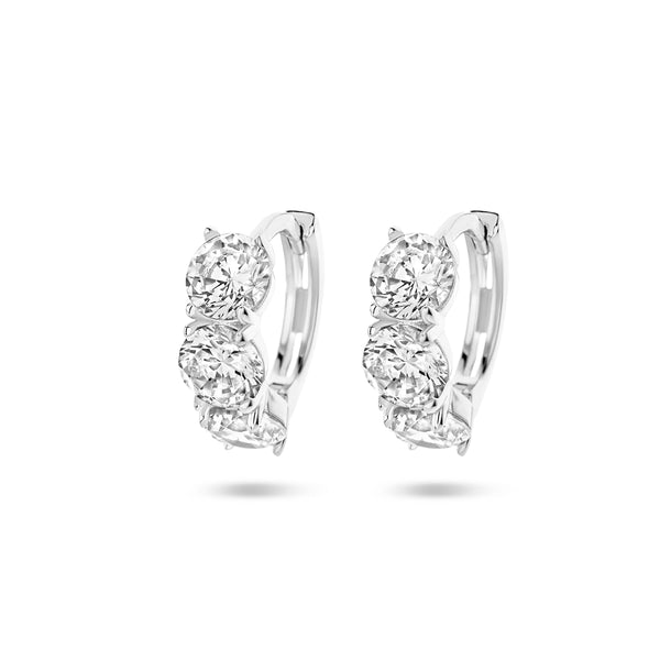 Klapoorringen van Gerhodineerd Zilver met Zirkonia - Formaat 4x11mm
