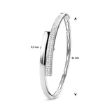 Damesarmband, Bangle van Gerhodineerd Zilver met Zirkonia - Formaat 9.5x61mm