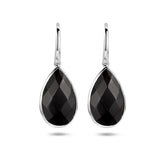 Oorhangers Franse Haak Gerhodineerd Zilver met Onyx 10.68 ct (2x5.34ct)