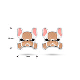 Gerhodineerd Zilveren kinderoorknoppen Hond met emaille - Formaat 6.8 x 10 mm