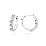 Klapoorringen van Gerhodineerd Zilver met Zirkonia - Formaat 3x13.5mm