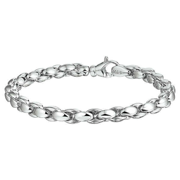 Damesarmband  6.5mm van Gerhodineerd Zilver, Fantasie Schakels - Lengte 19.5cm