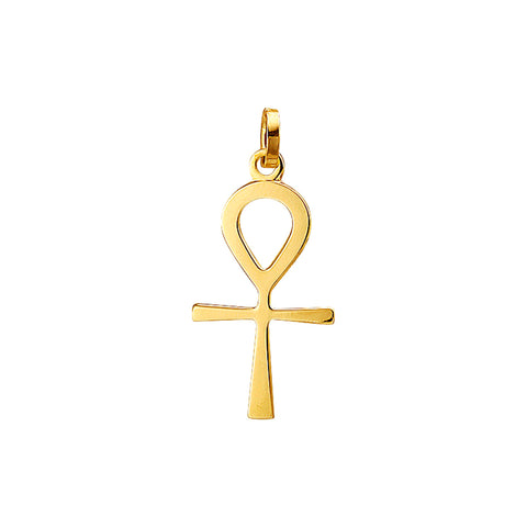 Ankh Kruis hanger van massief 14 Karaat Geelgoud, formaat 15 x 29 mm