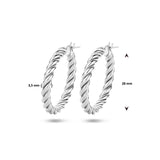 Oorringen van Gerhodineerd Zilver met Gedraaide Buis 3.5mm - Diameter 28mm