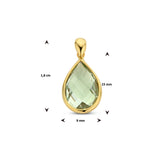 Hanger Druppelvorm 15 x 18 mm met Groene Amethist 2.10ct, 14 Karaat Geelgoud