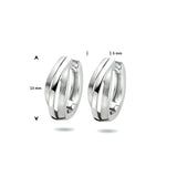 Klapoorringen van Gerhodineerd Zilver Glanzend en Mat - Formaat 5x13mm