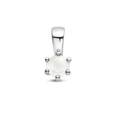 Geboortesteenhanger April | Synthetische witte Agaat met Gerhodineerd Zilver - Formaat 5 x 10 mm