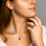 Hanger van Gerhodineerd Zilver met Onyx 1.23ct en Zirkonia - formaat 11 x 15.5 mm