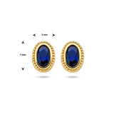 Oorknoppen met Saffier 0.62ct (2x 0.31ct), 14 Karaat Geelgoud - Formaat 5x7mm