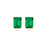 Oorknoppen met Groen Zirkonia met 14 Karaat Geelgoud - Formaat 5x7mm