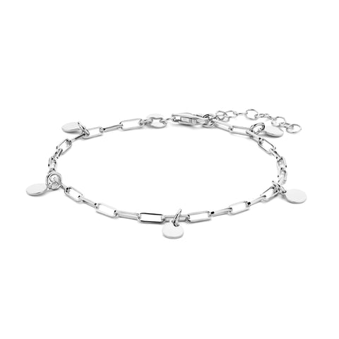 Damesarmband 2.8mm van Gerhodineerd Zilver, Paperclipschakel platte buis - Lengte 16+3cm