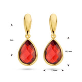 Oorhangers met Granaat 4.40ct (2x 2.20ct), 14 Karaat Geelgoud
