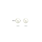 Oorknoppen met Parel 6 mm, Gerhodineerd Zilver