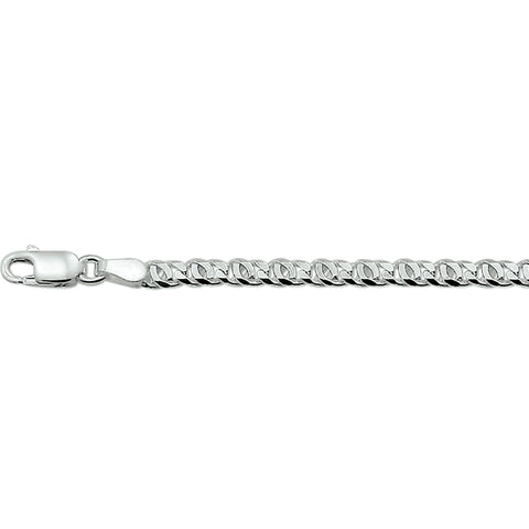 Herenarmband 3.3mm van 925 Zilver, Valkenoog Schakels - Lengte 19cm