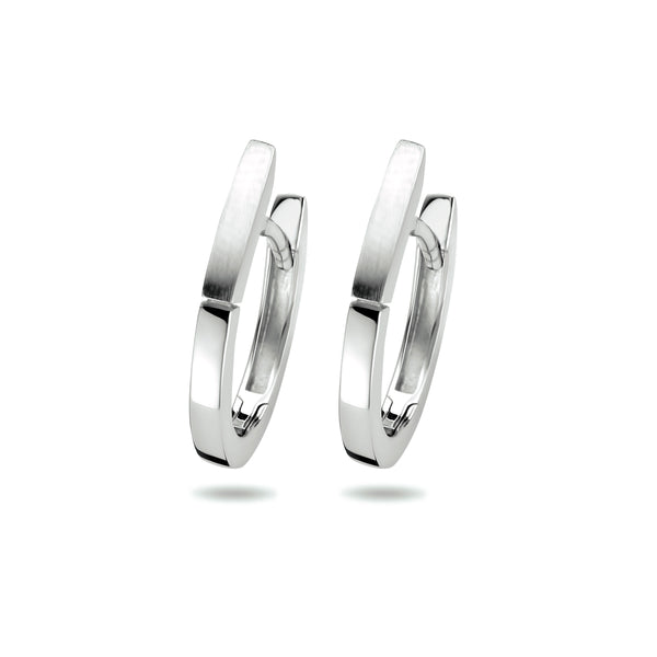 Klapoorringen van Gerhodineerd Zilver Glanzend en Mat - Formaat 2x17.5mm