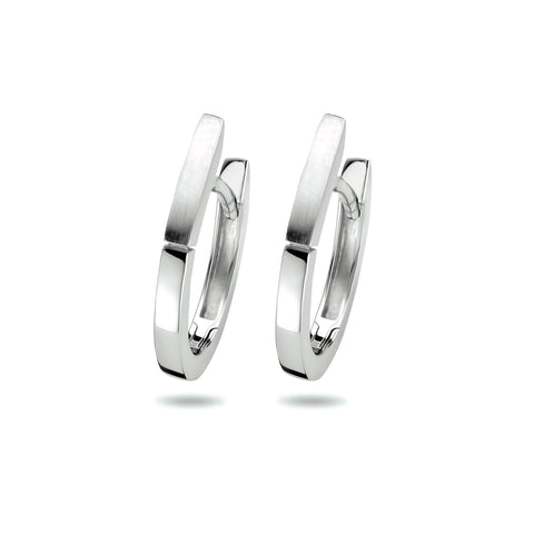Klapoorringen van Gerhodineerd Zilver Glanzend en Mat - Formaat 2x17.5mm