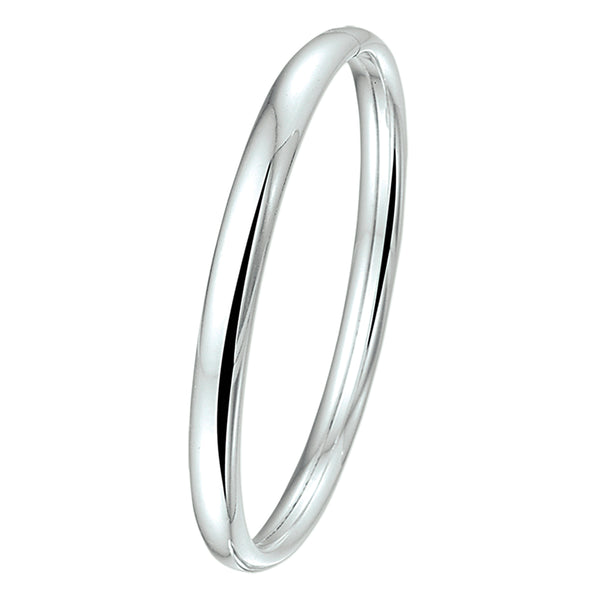 Damesarmband 6mm, Bangle van 925 Zilver Wit, Ovale buis met dopsluiting - Diameter 68mm