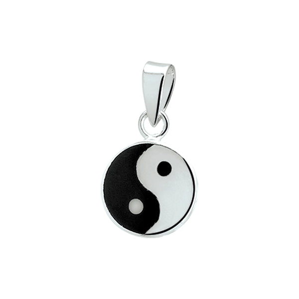 Hanger Yin Yang 11 mm Emaille en 925 Zilver