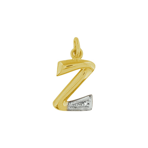 14 Karaat Geelgouden hanger met Diamant 0.005ct  - Letter R - 9.5 x 15.5 mm